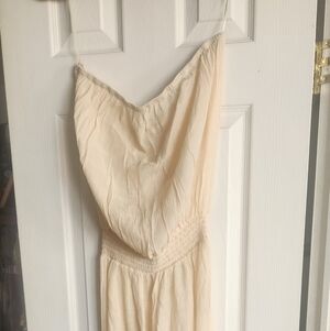 Elan Cream Jumpsuit with Crochet Accents. Beach Resort Wear